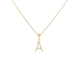 Gold / F Pavé Uppercase Initial Necklace - Adina Eden's Jewels