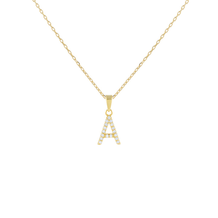 Gold / F Pavé Uppercase Initial Necklace - Adina Eden's Jewels