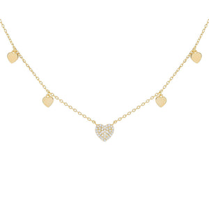 Gold Pavé X Solid Hearts Necklace - Adina Eden's Jewels