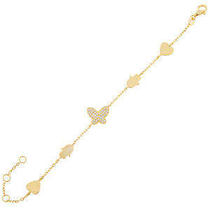 Gold Pavé X Solid Multi Charms Bracelet - Adina Eden's Jewels