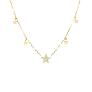 Gold Pavé X Solid Stars Necklace - Adina Eden's Jewels
