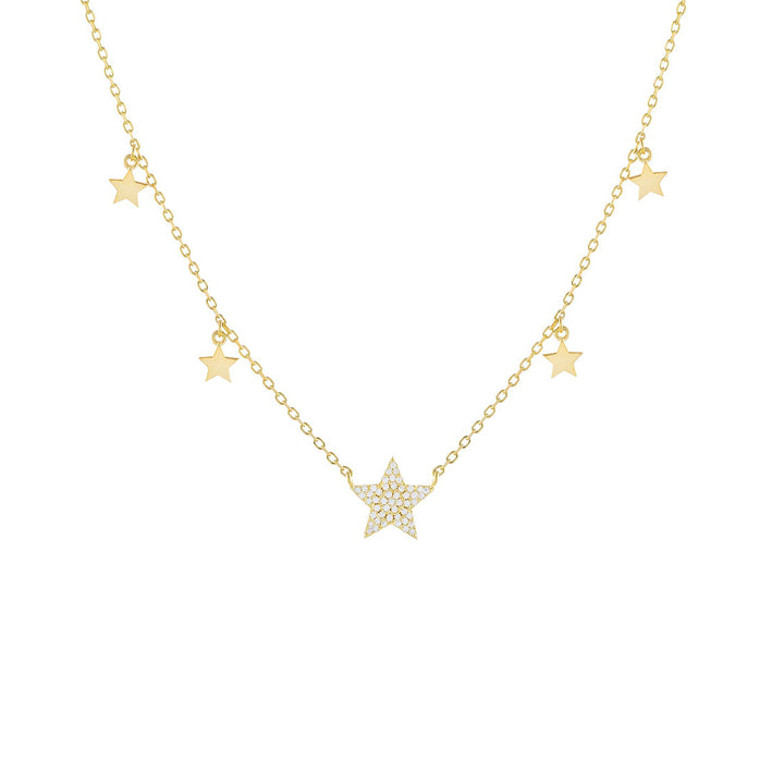 Gold Pavé X Solid Stars Necklace - Adina Eden's Jewels
