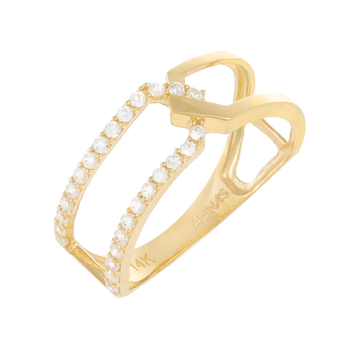 14K Gold / 6 Pavé/Solid Link Ring 14K - Adina Eden's Jewels