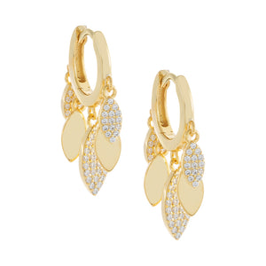Gold Pavé/Solid Dangling Teardrop Huggie Earring - Adina Eden's Jewels