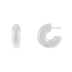 Pearl White / 30 MM Chunky Pearl Hoop Earring - Adina Eden's Jewels
