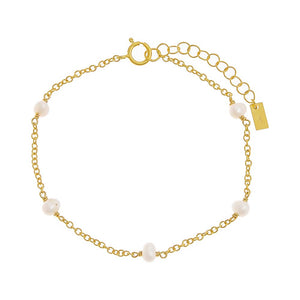 Gold / Pearl White Pearl Embedded Chain Bracelet - Adina Eden's Jewels