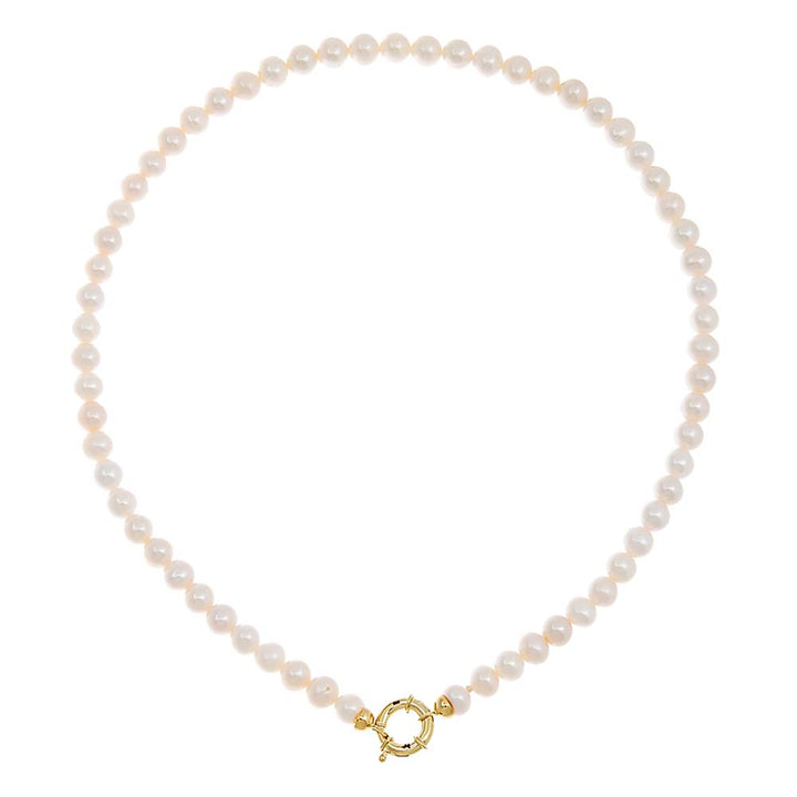 14K Gold Pearl Toggle Necklace 14K - Adina Eden's Jewels