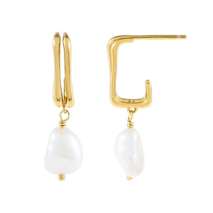 Pearl White Pearl Double Hoop Earring - Adina Eden's Jewels