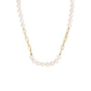  Pearl X Paperclip Chain Necklace 14K - Adina Eden's Jewels