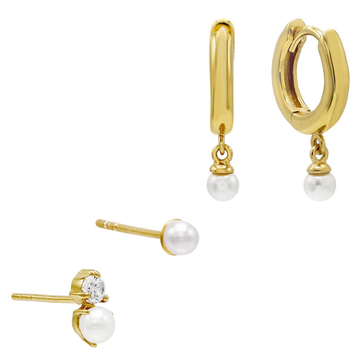 Combo Triple Pearl Earring Combo Set - Adina Eden's Jewels