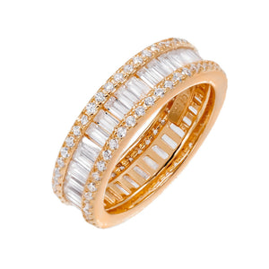 Rose Gold / 9 Round X Baguette Eternity Band - Adina Eden's Jewels