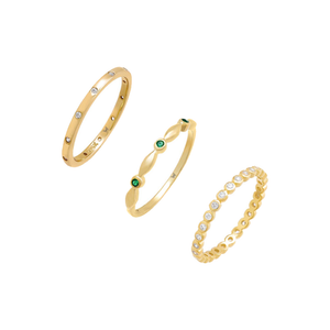 Emerald Green / 5 Pop Of Green Ring Combo Set - Adina Eden's Jewels