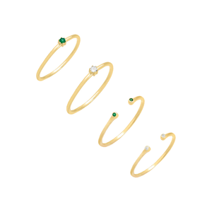 Emerald Green / 5 Green & Gold Ring Combo Set - Adina Eden's Jewels