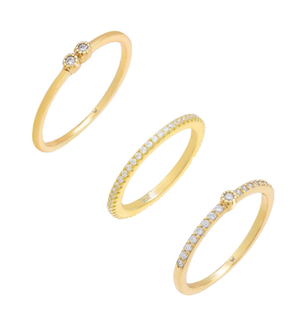 Gold / 5 Touch Of Bezel Ring Combo Set - Adina Eden's Jewels