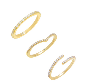 Gold / 5 Perfect Pavé Dainty Ring Combo Set - Adina Eden's Jewels