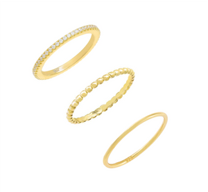 Gold / 5 The Basics Ring Combo Set - Adina Eden's Jewels
