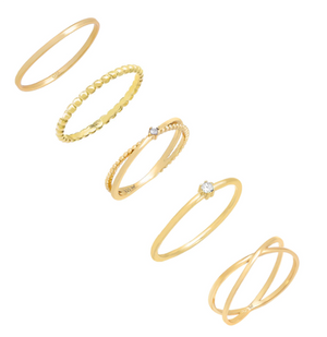 Gold / 5 Ultra Dainty Stack Ring Combo Set - Adina Eden's Jewels