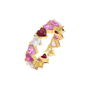 Multi Pinks / 5 Pink Ombre Heart Eternity Band - Adina Eden's Jewels