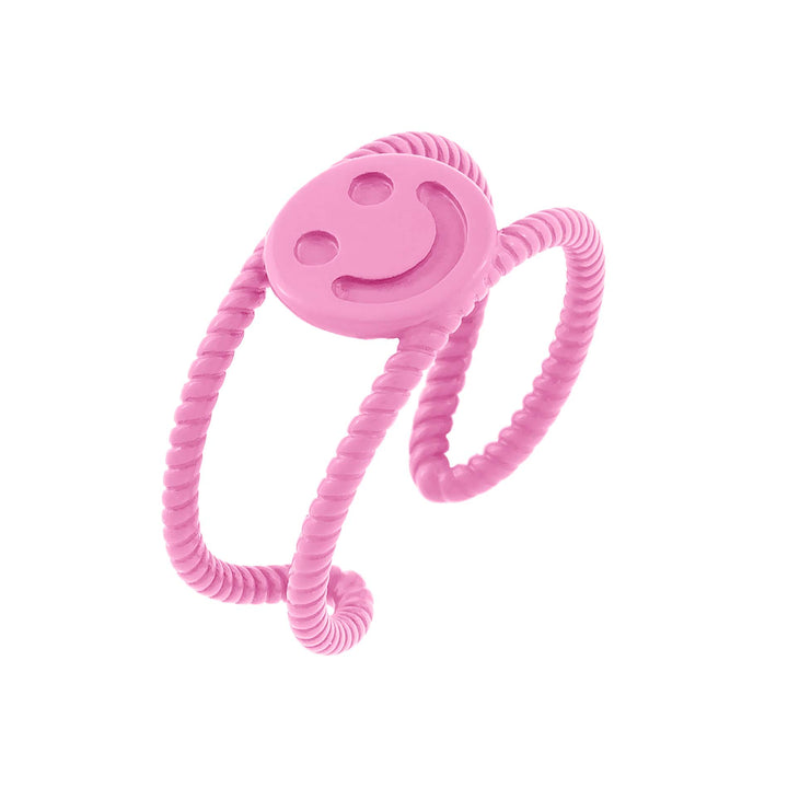 Pink Smiley Face Twist Adjustable Ring - Adina Eden's Jewels