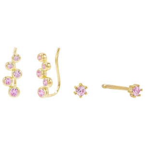  Bezel Stud x Ear Climber Combo Set - Adina Eden's Jewels