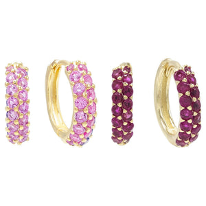Combo Pink Wide Huggie Earring Combo Set - Adina Eden's Jewels