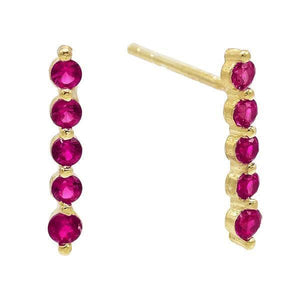 Magenta Long Bezel Stud Earring - Adina Eden's Jewels