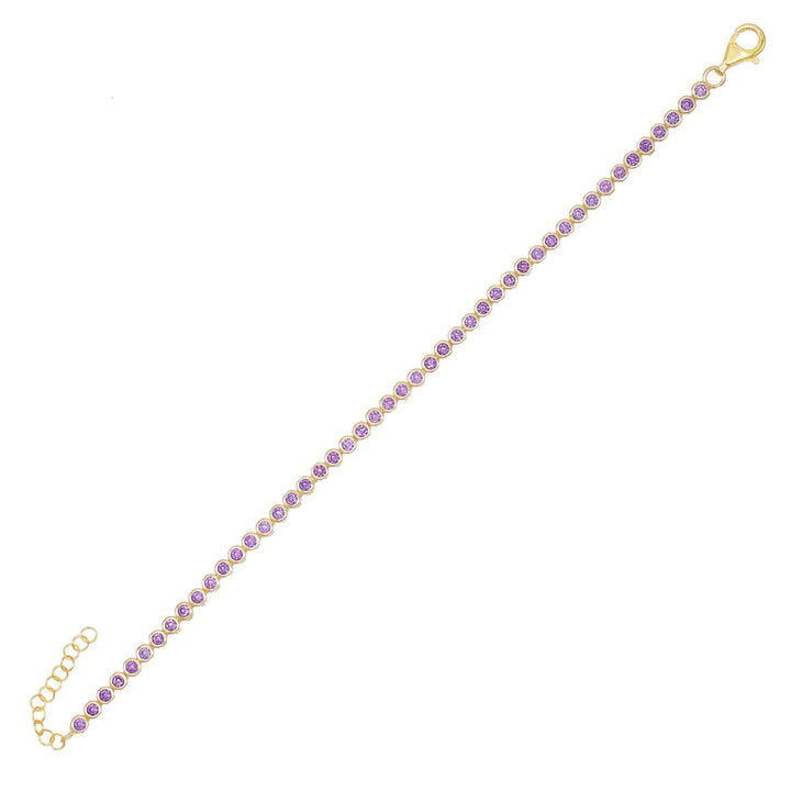 Lilac Colored Bezel Tennis Bracelet - Adina Eden's Jewels