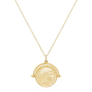 14K Gold Diamond Vintage Coin Necklace 14K - Adina Eden's Jewels