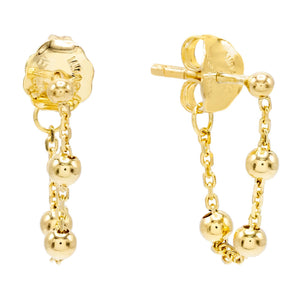 14K Gold Ball Chain Stud Earring 14K - Adina Eden's Jewels