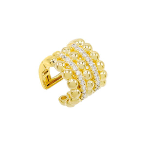 Gold Beaded CZ Ear Cuff - Adina Eden's Jewels