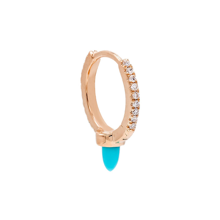 14K Rose Gold / Single Diamond Turquoise Spike Huggie Earring 14K - Adina Eden's Jewels
