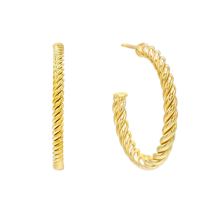 Gold / 25 MM Rope Hoop Earring - Adina Eden's Jewels