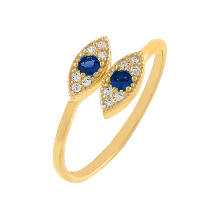 Sapphire Blue / 6 CZ Evil Eye Wrap Ring - Adina Eden's Jewels