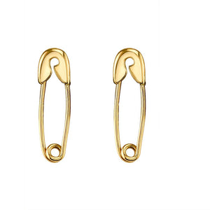 Gold Solid Safety Pin Earring - Adina Eden's Jewels