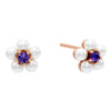 Amethyst Purple Pearl Flower Stud Earring - Adina Eden's Jewels