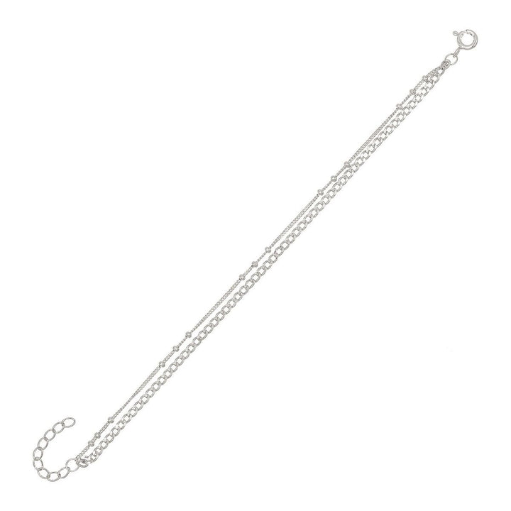 Silver Cuban Link X Ball Chain Anklet - Adina Eden's Jewels