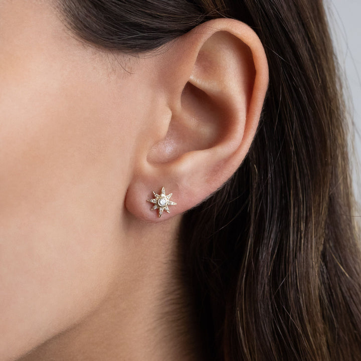  Diamond Starburst Stud Earring 14K - Adina Eden's Jewels