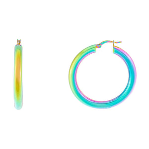Multi-Color Metallic Rainbow Hoop Earring - Adina Eden's Jewels