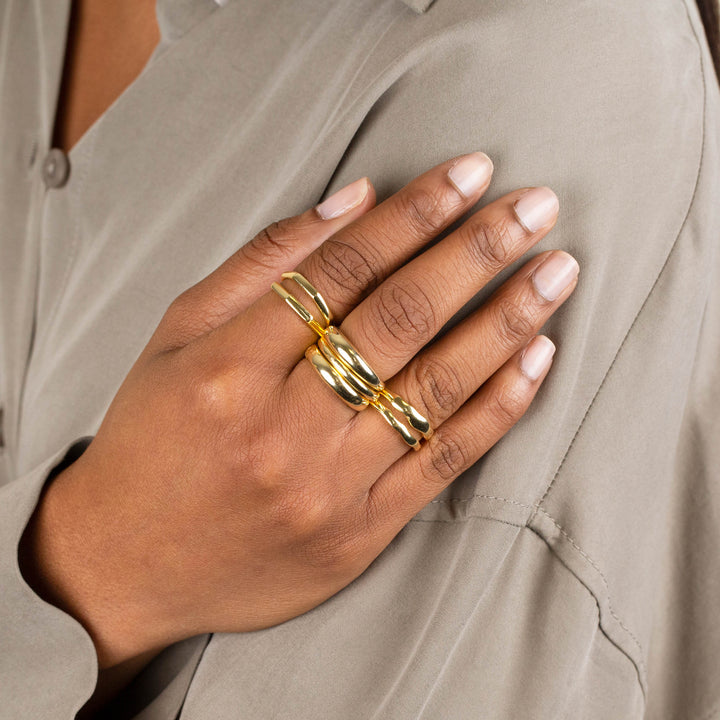  Solid Bamboo Double Row Ring - Adina Eden's Jewels