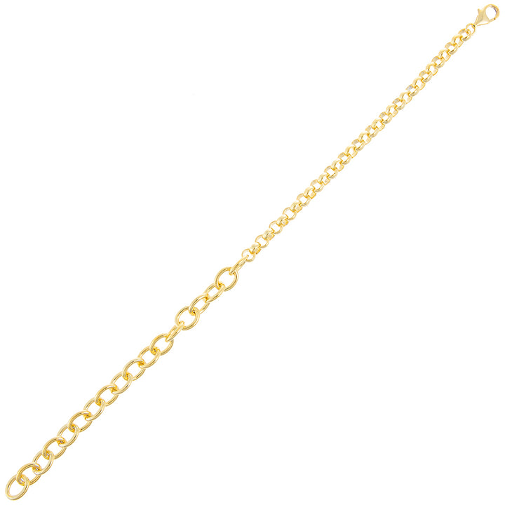 Gold Rolo X Round Link Chain Bracelet - Adina Eden's Jewels