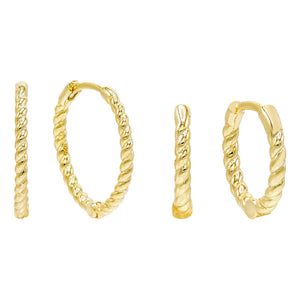 Combo Double Rope Huggie Earring Combo Set - Adina Eden's Jewels