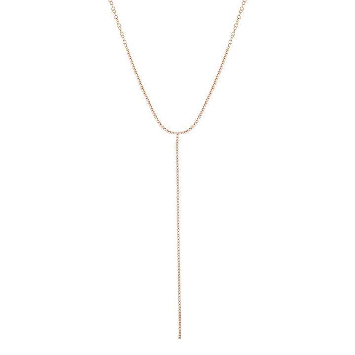 14K Rose Gold / 2 Carat Diamond Tennis Lariat Necklace 14K - Adina Eden's Jewels