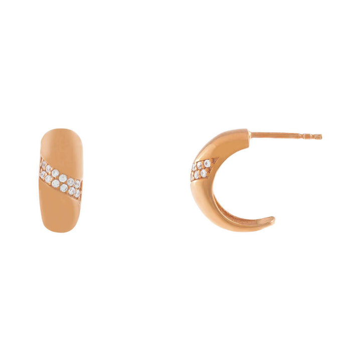 Rose Gold Double Row Pavé Dome Hoop Earring - Adina Eden's Jewels
