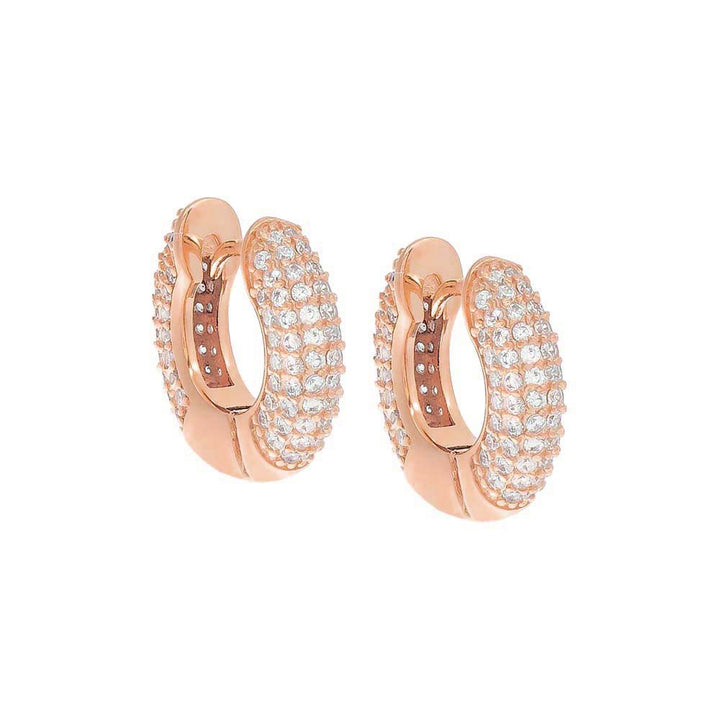 Rose Gold Chunky Pavé Huggie Earring - Adina Eden's Jewels