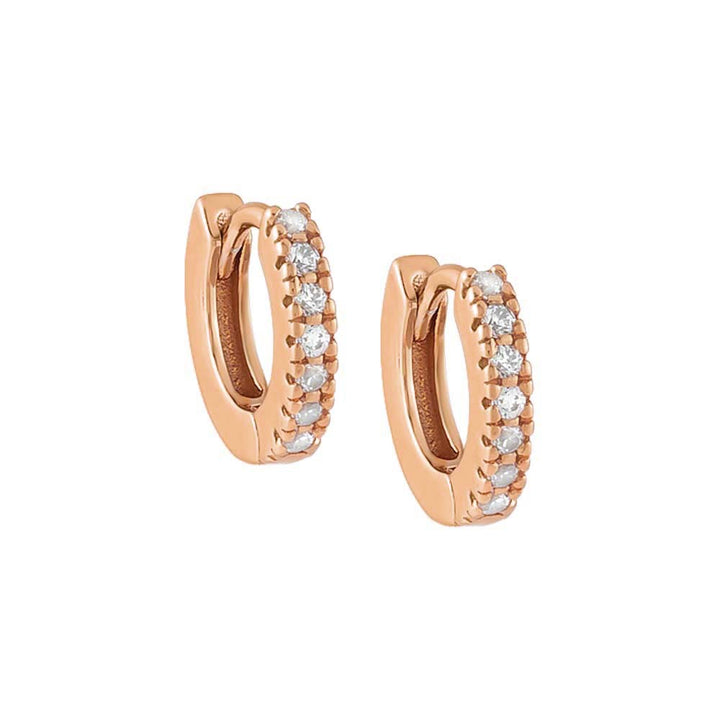 Rose Gold / 10 MM CZ Mini Huggie Earring - Adina Eden's Jewels