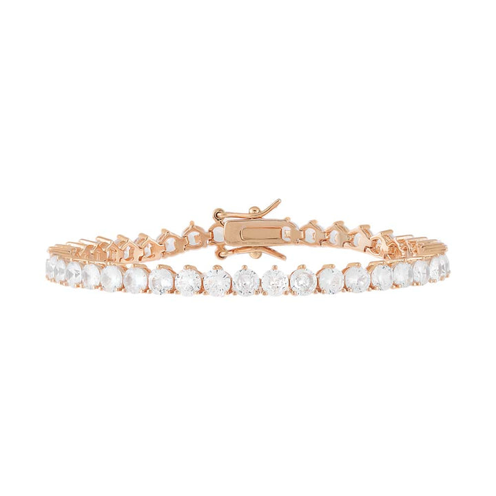 Rose Gold / 4 MM / 6.75" Three Prong Tennis Bracelet - Adina Eden's Jewels