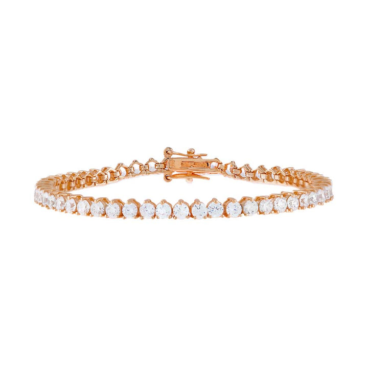 Rose Gold / 3 MM / 6.75" Three Prong Tennis Bracelet - Adina Eden's Jewels
