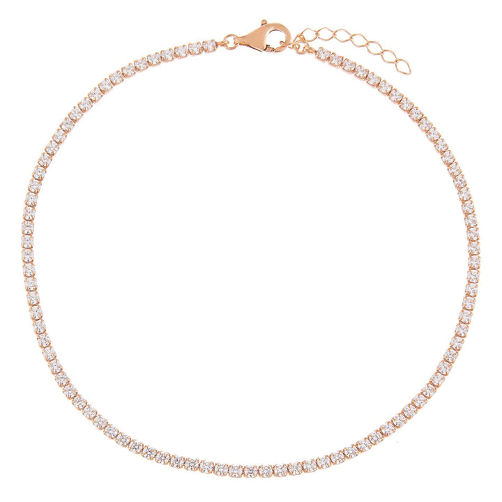 Rose Gold / 2 MM Thin Tennis Anklet - Adina Eden's Jewels