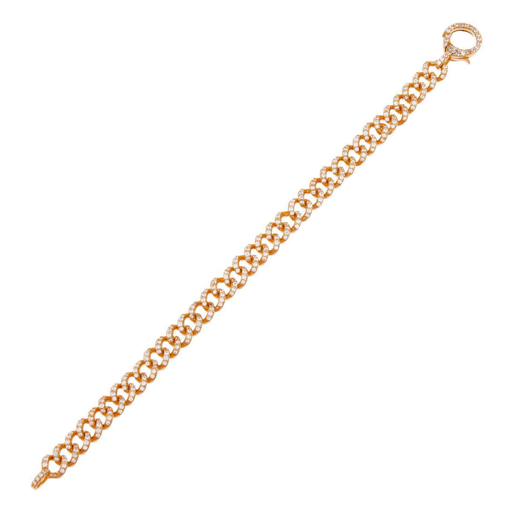 Rose Gold Full Pavé Cuban Chain Bracelet - Adina Eden's Jewels