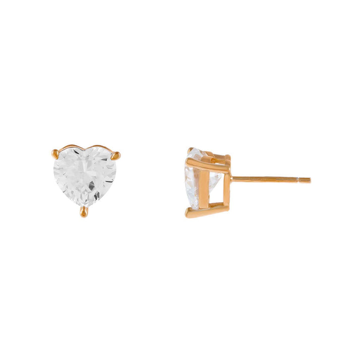 Rose Gold CZ Heart Stone Stud Earring - Adina Eden's Jewels